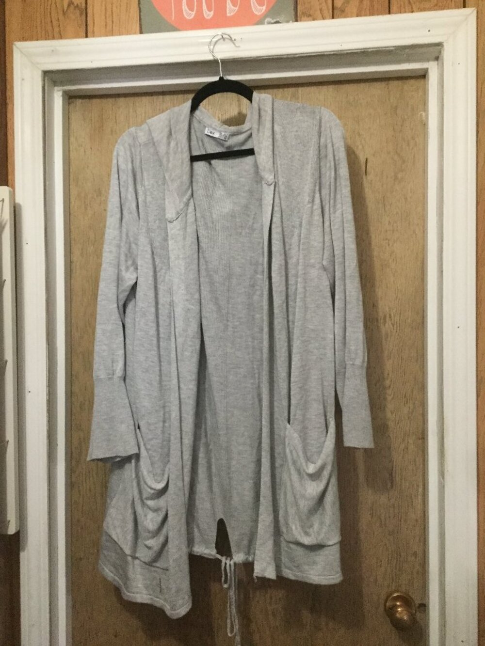 Dex longline open front cardigan gray size2X large pockets 24 pit to pit
